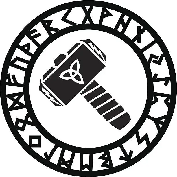 Vector illustration of Thor's Hammer - Runes
