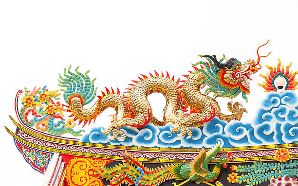 dragon dans le temple chinois - stone statue animal imitation asia photos et images de collection