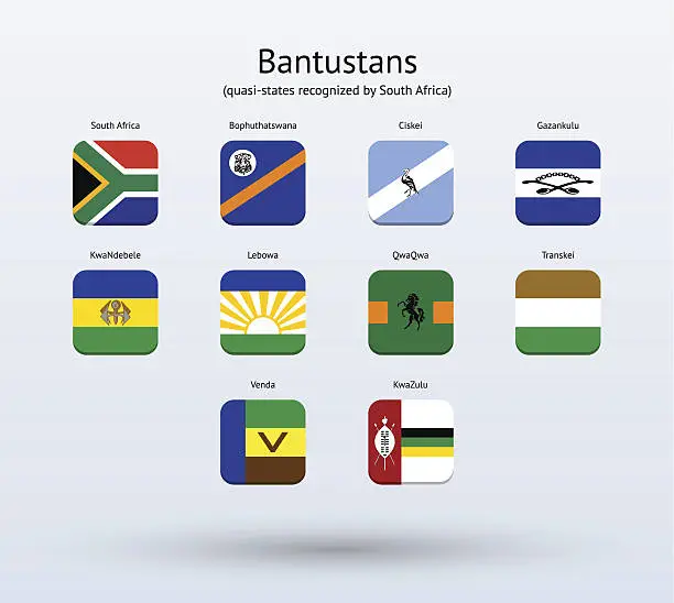 Vector illustration of Bantustans Square Icons Flags Collection