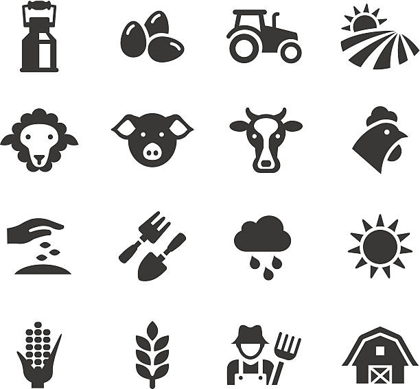 basic-landwirtschaft und landwirtschaft symbole - farmer stock-grafiken, -clipart, -cartoons und -symbole