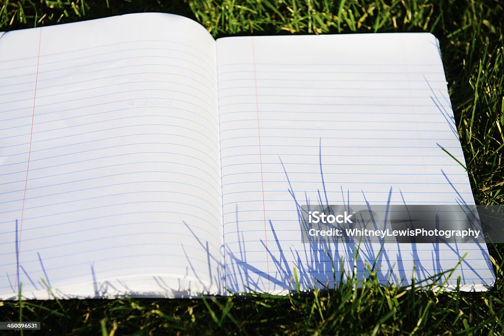 Notebook na grama-Horizontal - Royalty-free Bloco Espiral Foto de stock