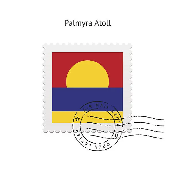 Vector illustration of Palmyra Atoll Flag Postage Stamp