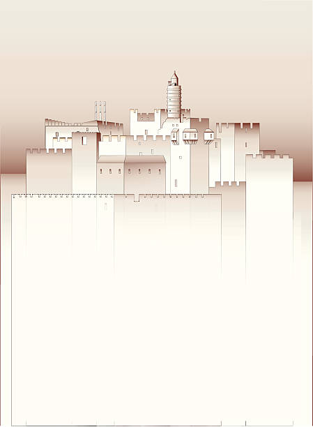 Old Jerusalem A stylized drawing of the ancient city of Jerusalem. Can be used as background for greeting cards, posters, banners, screen savers and other graphic projects town wall tallinn stock illustrations