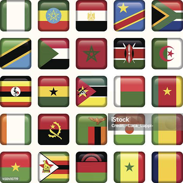 Drapeaux Africains Square Icônes Vecteurs libres de droits et plus d'images vectorielles de Afrique - Afrique, Algérie, Angola