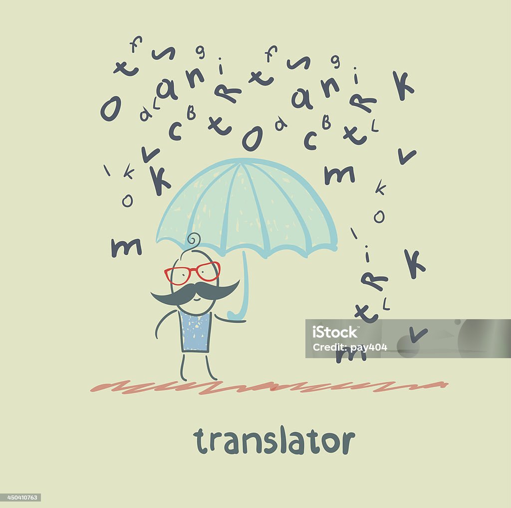 translator è di fronte a un ombrello - arte vettoriale royalty-free di Adulto
