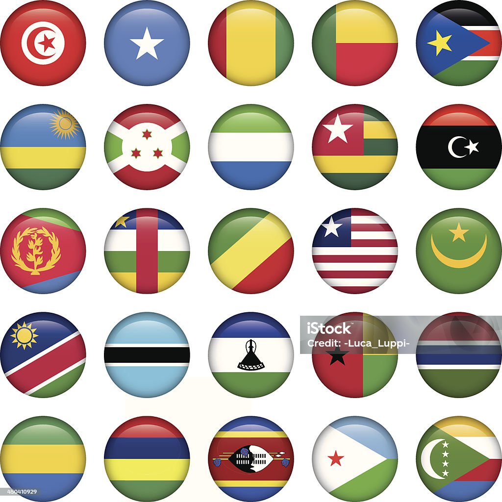 Afryki flagi Okrągłe przyciski - Grafika wektorowa royalty-free (Afryka)