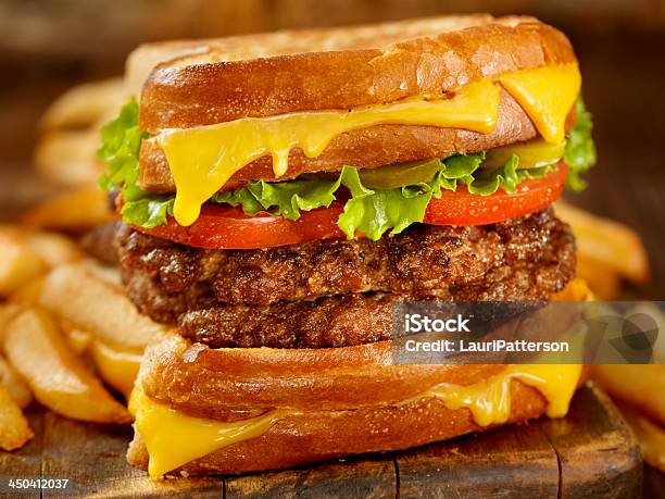 Hamburger Un Sándwich De Queso A La Parrilla Foto de stock y más banco de imágenes de Aderezo - Aderezo, Alimento, Alimento tostado