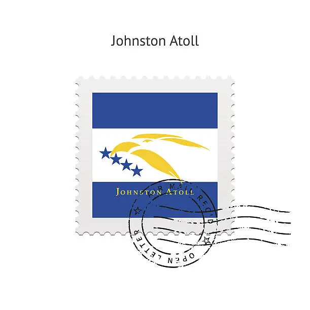 Vector illustration of Johnston Atoll Flag Postage Stamp