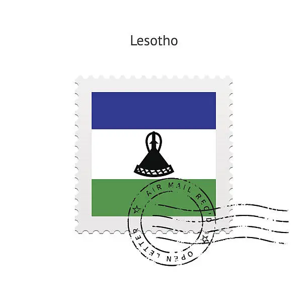 Vector illustration of Lesotho Flag Postage Stamp