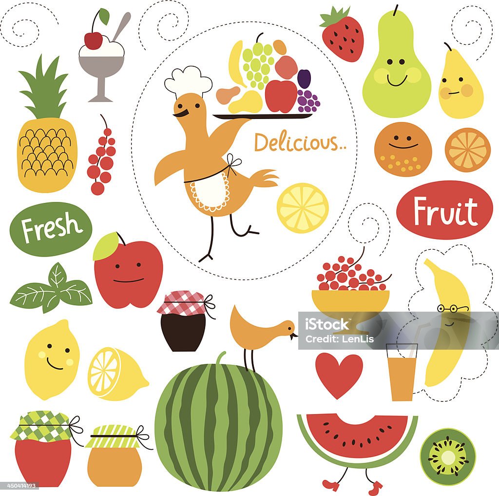 Set of fruit's illustrations healthy eating, fruits, food illustrations collection Banana stock vector