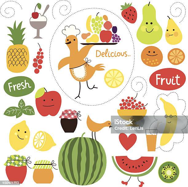 Set Of Fruits Illustrations Stock Illustration - Download Image Now - Banana, Cartoon, Chef