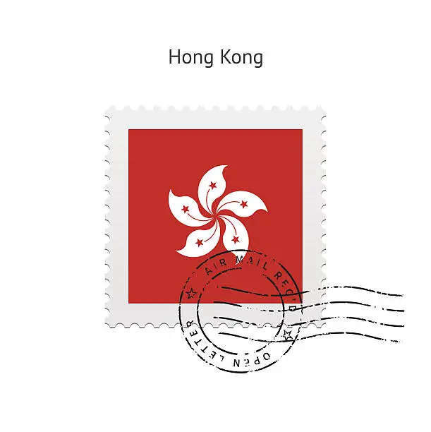 Vector illustration of Hong Kong Flag Postage Stamp