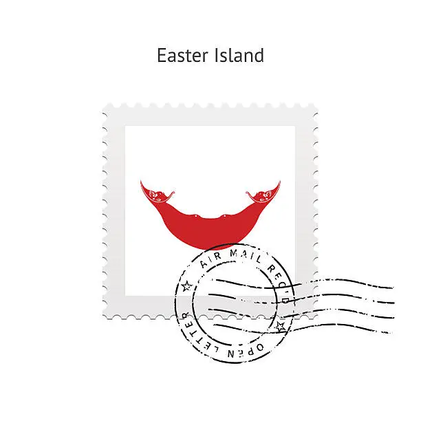 Vector illustration of Easter Island Flag Postage Stamp