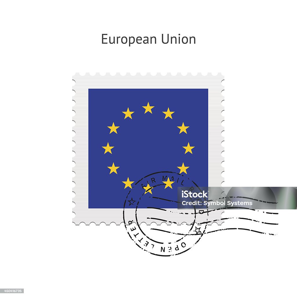 Bandiera dell'Unione europea Francobollo postale - arte vettoriale royalty-free di Bandiera