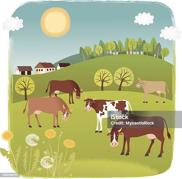 Ilustración de La Vaca y más Vectores Libres de Derechos de Agricultura - Agricultura, Aire libre, Ajardinado