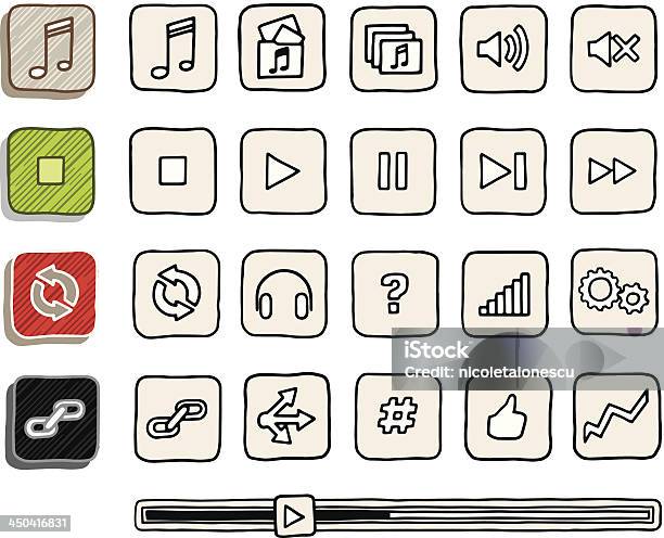 Hand Drawn Music Player Icons Stock Illustration - Download Image Now - Audio Electronics, Black Color, Communication