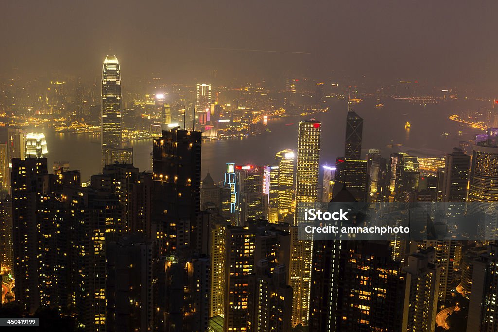 skyline de Hong Kong à noite - Royalty-free Anoitecer Foto de stock