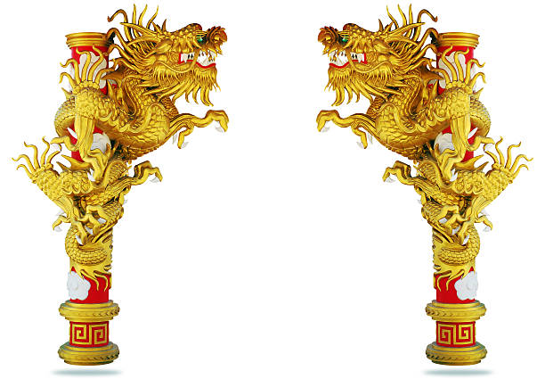 style chinois dragon sur fond blanc - thailand animal asia bayonet photos et images de collection