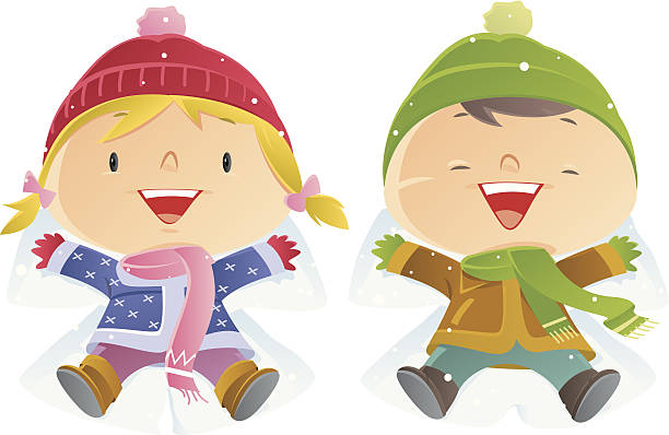 Snow Angels Snow Angels making snow angels stock illustrations