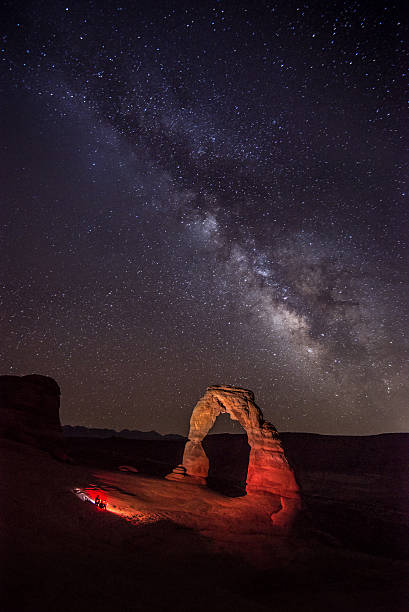 Delicate arch and milky way Delicate arch and milky way in the night delicate arch stock pictures, royalty-free photos & images