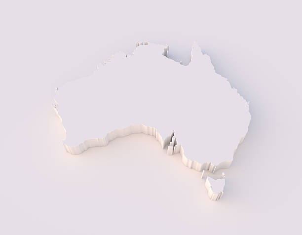 australie carte 3d notamment tracé de détourage - objects with clipping paths continent 3d render map photos et images de collection