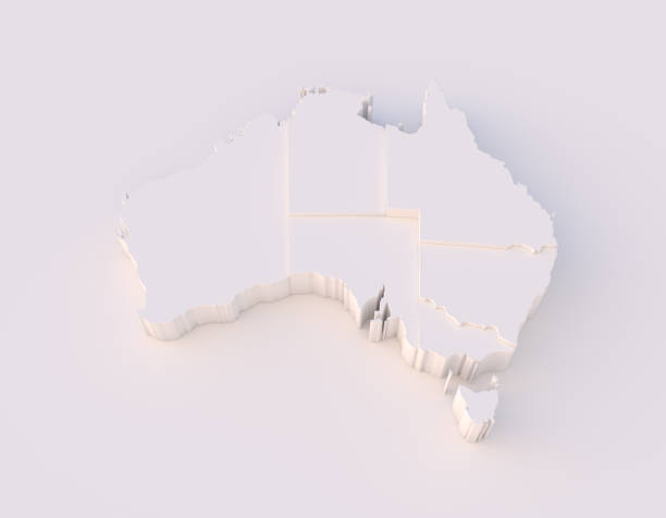 australie carte 3d avec membres de passer et de tracé de détourage - objects with clipping paths continent 3d render map photos et images de collection