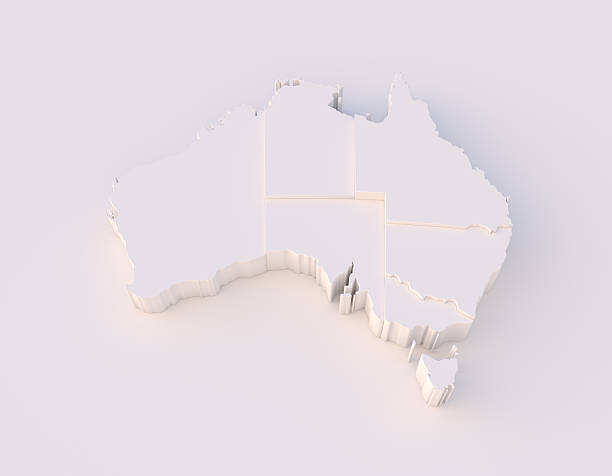 australia map 3d z członkowskie stopniową i ścieżka odcinania - stepwise zdjęcia i obrazy z banku zdjęć