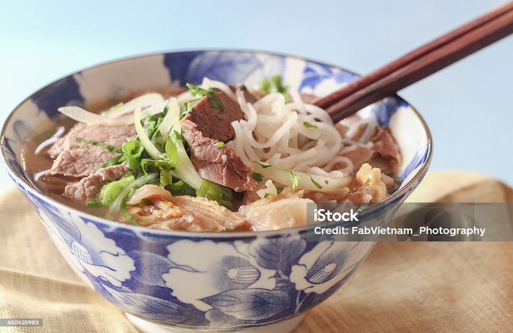 Vietnamese Traditional Food Rice Noodle Soup With Sliced Rare Beef
