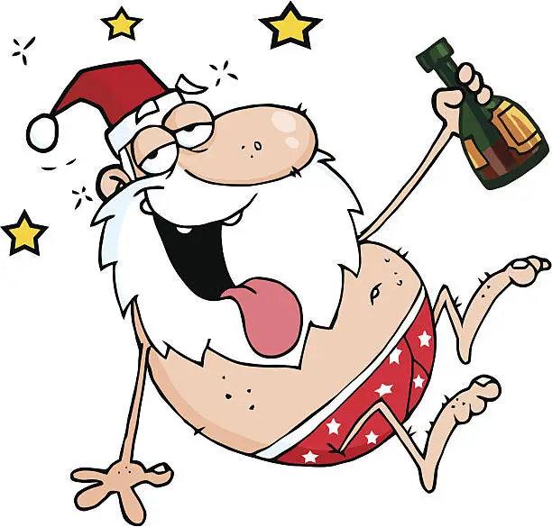 Vector illustration of Drunk Santa Claus