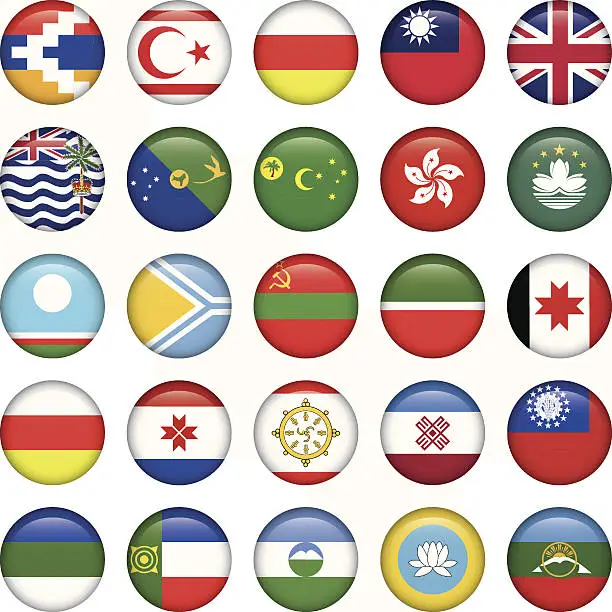 Vector illustration of Asiatic Round Flags