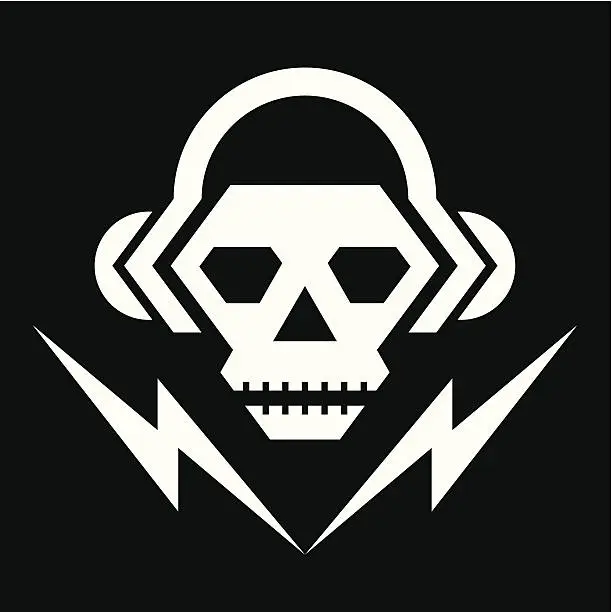 Vector illustration of Skull Music Logo Sign