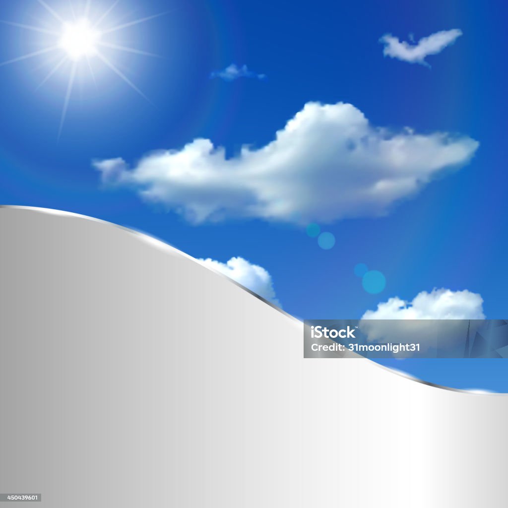 Astratto sfondo con cielo, sole e nuvole - arte vettoriale royalty-free di Acciaio