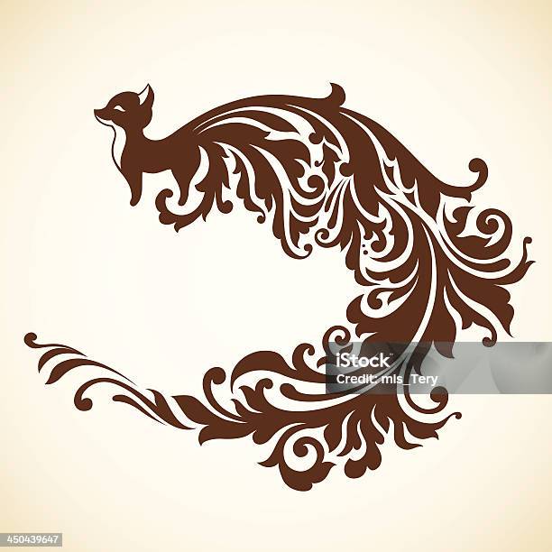Ornamental Decorative Fox Stock Illustration - Download Image Now - Animal, Animal Markings, Curled Up