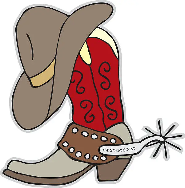 Vector illustration of Cowboy Boot and Hat