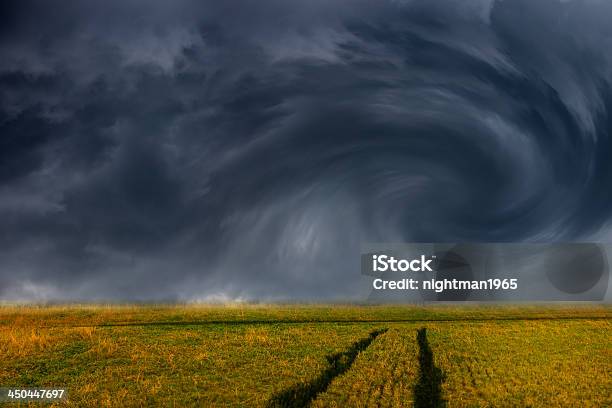 Storm Clouds Over Field Stock Photo - Download Image Now - Agricultural Field, Agriculture, Black Color