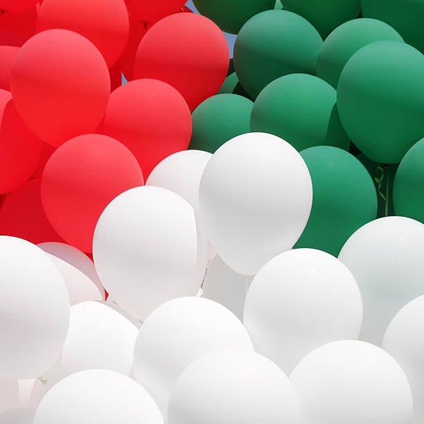 istock red, green and white baloons background 450448253