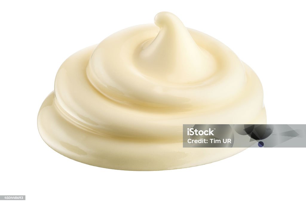 Handvoll mayonnaise.   Swirl auf weißem Hintergrund.   Clipping path. - Lizenzfrei Clipping Path Stock-Foto
