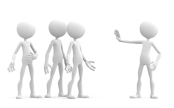 istock 3d character holding up his hand in a stop sign 450449007