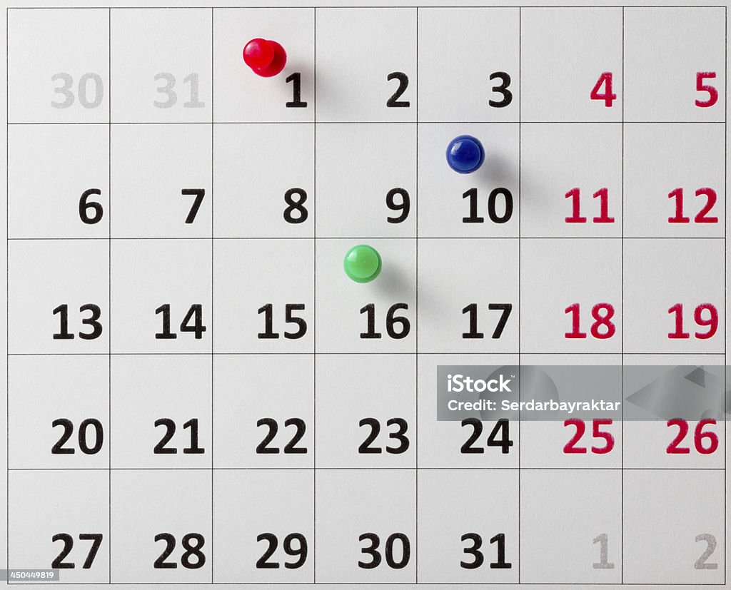 Pushpin no calendário - Royalty-free Calendário Foto de stock