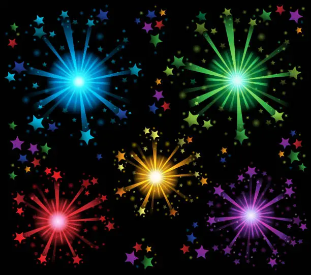 Vector illustration of Fireworks theme image 2