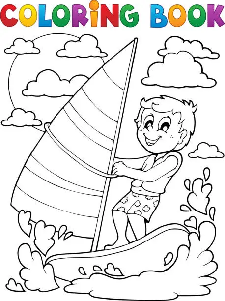 Vector illustration of Coloring book water sport theme 1