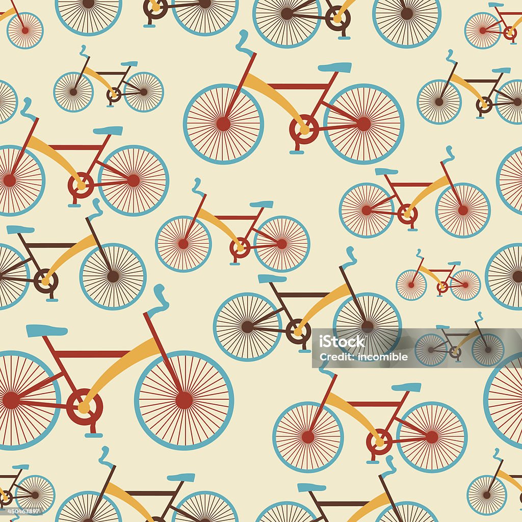 Viaggio retrò seamless pattern di biciclette. - arte vettoriale royalty-free di Allenamento