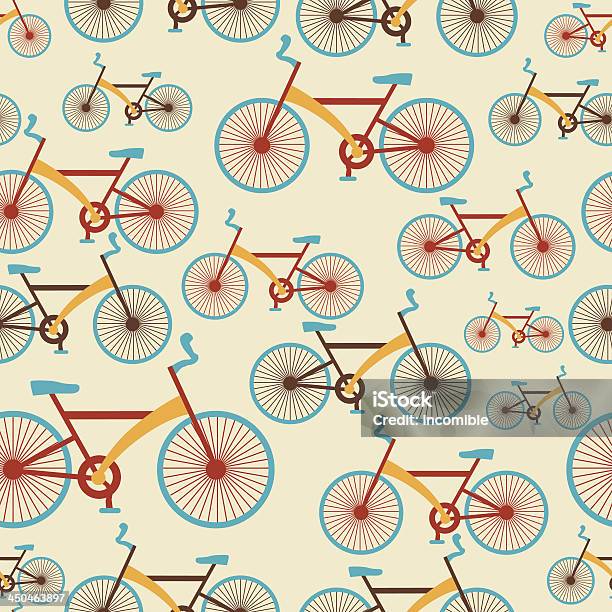 Viaggio Retrò Seamless Pattern Di Biciclette - Immagini vettoriali stock e altre immagini di Allenamento - Allenamento, Attrezzatura, Bicicletta