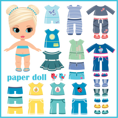 Paper Doll With Clothes Set Stock Illustration - Download Image Now ...