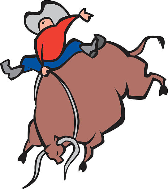 mann reiten bull - rodeo bull bull riding cowboy stock-grafiken, -clipart, -cartoons und -symbole