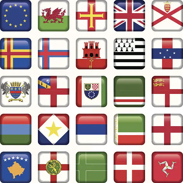 Vector illustration of Set of European Square Flag Icons