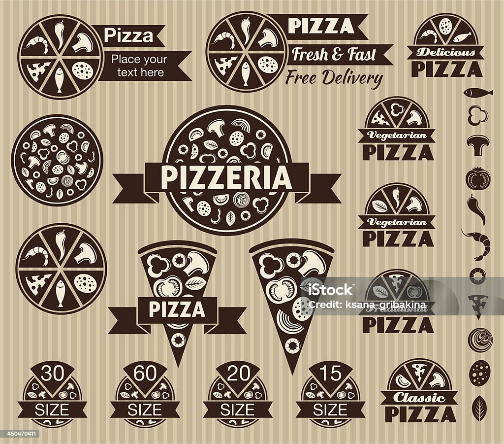 Pizza elementos de diseño - arte vectorial de Alimento libre de derechos