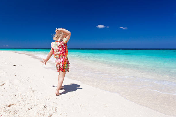 istock Happy little girl on the beach 450473235