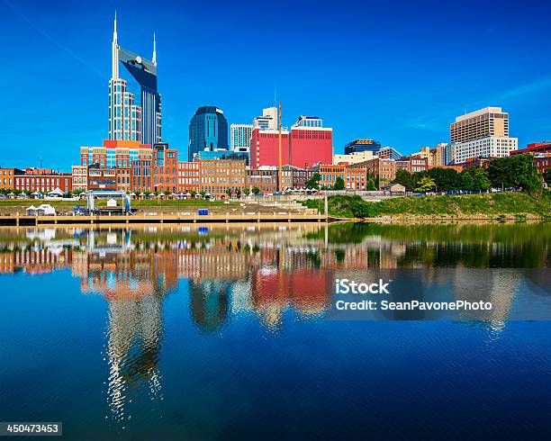 Pristine Buildings Of Nashville Tennessee Reflected In Water Stock Photo - Download Image Now