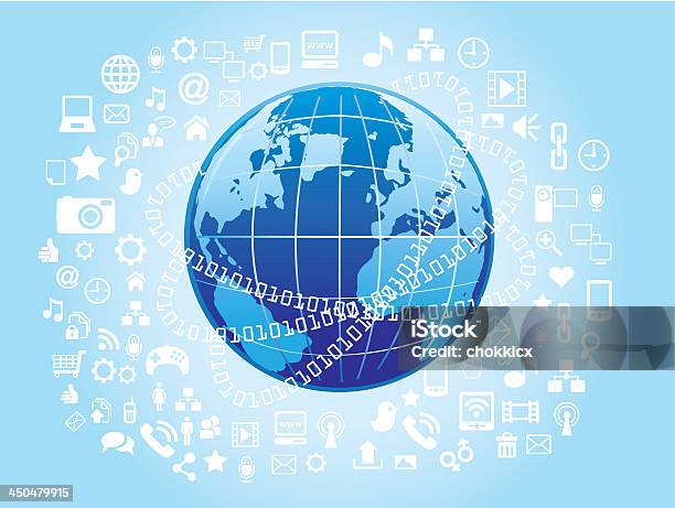 Techno Globe Stock Illustration - Download Image Now - Binary Code, Communication, Computer